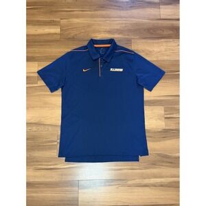 Nike Illinois Fighting Illini Polo Shirt Blue NCAA Dri-FIT On-Field Men's Large